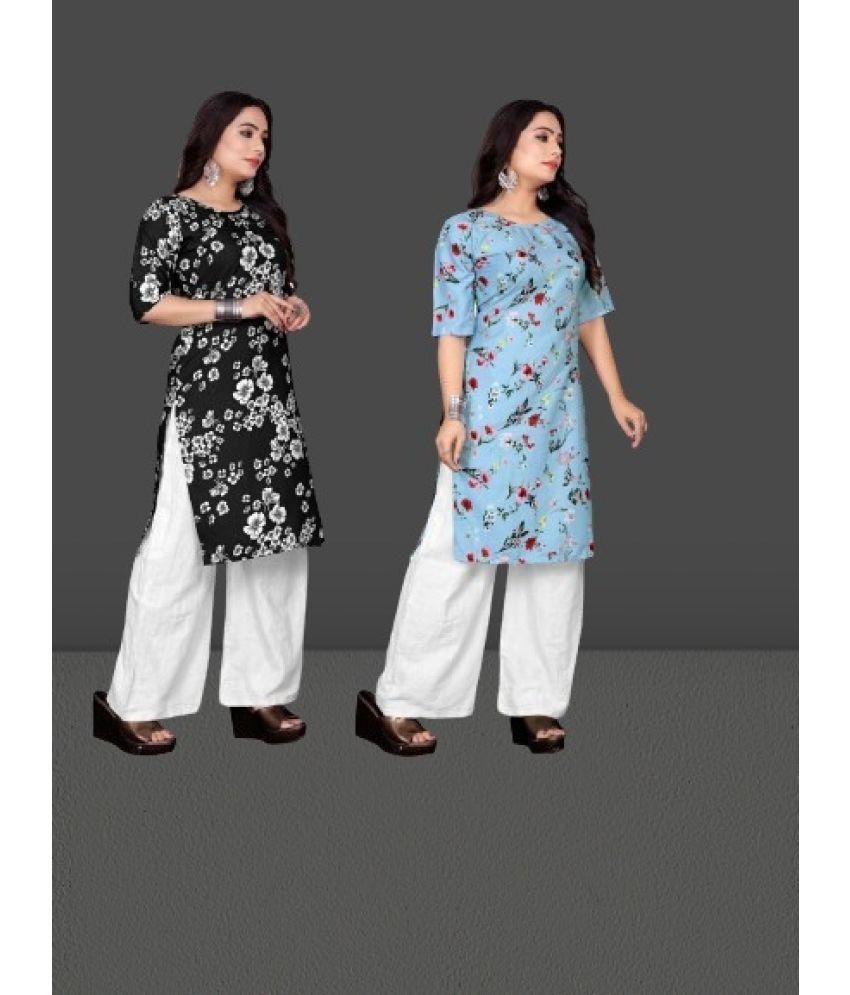     			RUNAYA NX Pack of 2 Crepe Printed A-line Women's Kurti - ( Light Green )