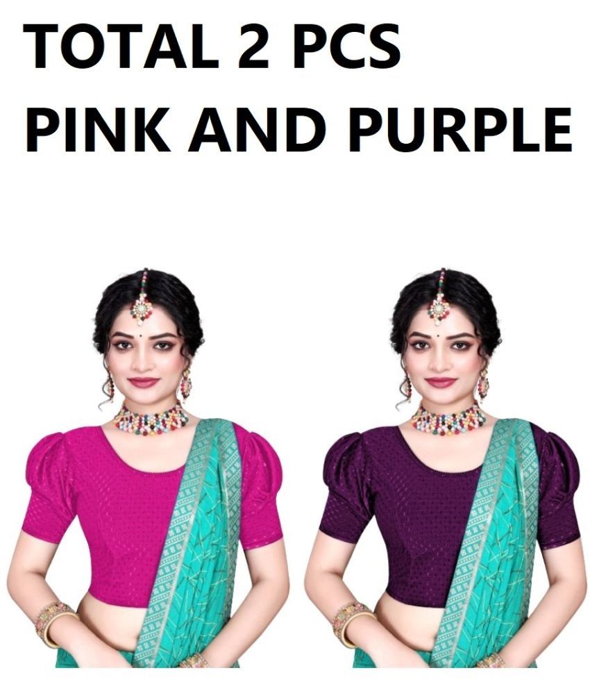     			RUNAYA NX Purple Readymade without Pad Lycra Women's Blouse ( Pack of 2 )