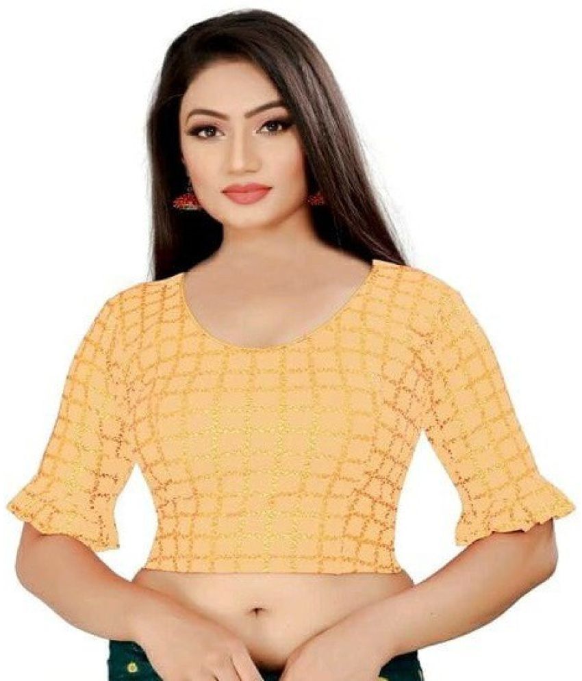     			RUNAYA NX Yellow Readymade without Pad Cotton Blend Women's Blouse ( Pack of 1 )