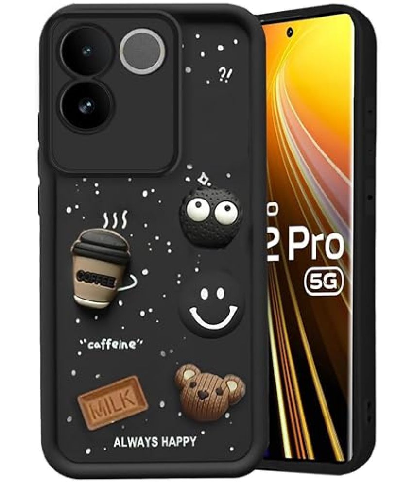     			Doyen Creations Black Printed Back Cover Rubber Compatible For Vivo T2 Pro ( Pack of 1 )