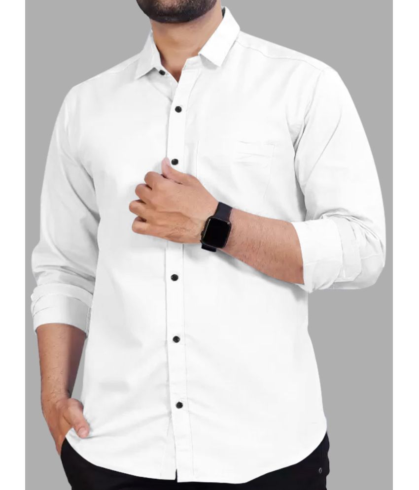     			Eyebogler Cotton Blend Regular Fit Solids Full Sleeves Men's Casual Shirt - White ( Pack of 1 )