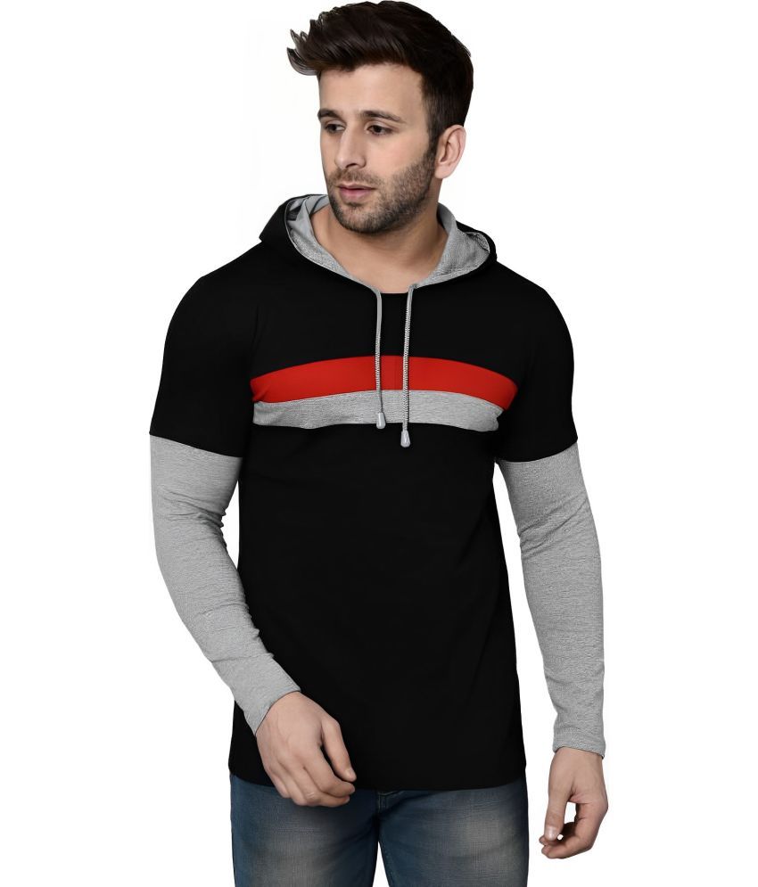     			risemax Cotton Blend Regular Fit Colorblock Full Sleeves Men's Hooded T-Shirt - Multicolor5 ( Pack of 1 )