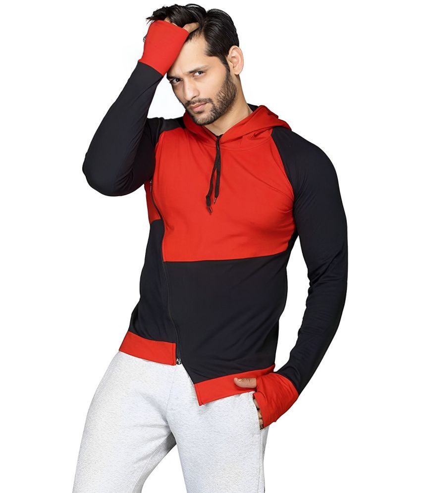     			risemax Cotton Blend Regular Fit Colorblock Full Sleeves Men's Hooded T-Shirt - Multicolor1 ( Pack of 1 )