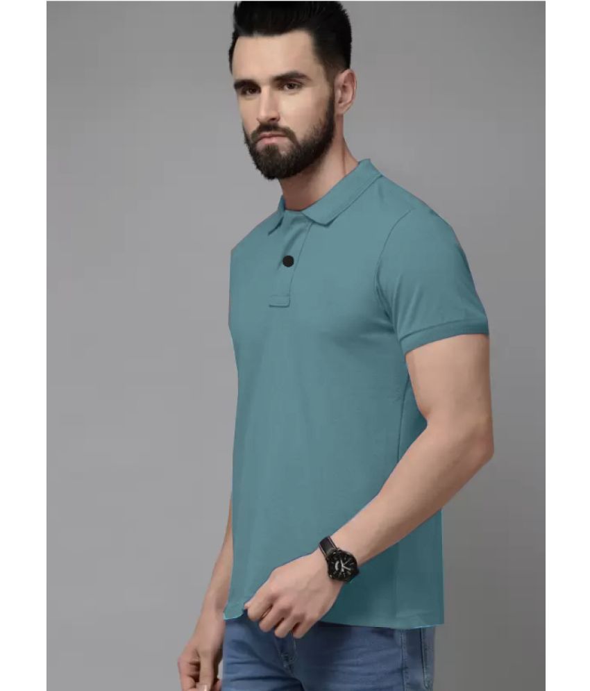     			CAT BUNNY Pack of 1 Cotton Blend Regular Fit Solid Half Sleeves Men's Polo T Shirt ( Sea Green )