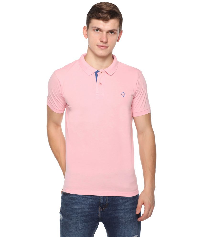     			Colors And Blends Pack of 1 Cotton Blend Regular Fit Solid Half Sleeves Men's Polo T Shirt ( Pink )