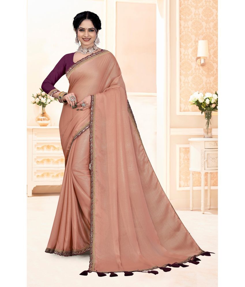     			GOPI SAREE Chiffon Solid Saree With Blouse Piece ( Peach , Pack of 1 )