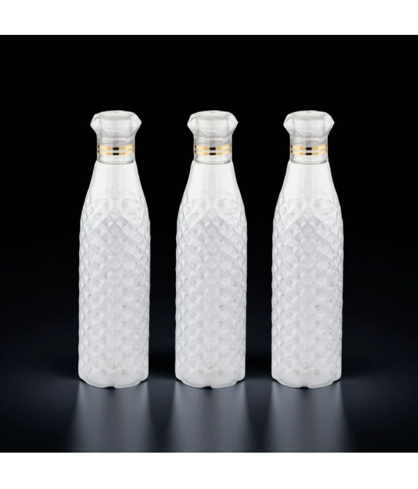     			Radhe Creation diamond water bottle, fridge water bottle, bottle White Plastic Fridge Water Bottle 1000 mL ( Set of 3 )