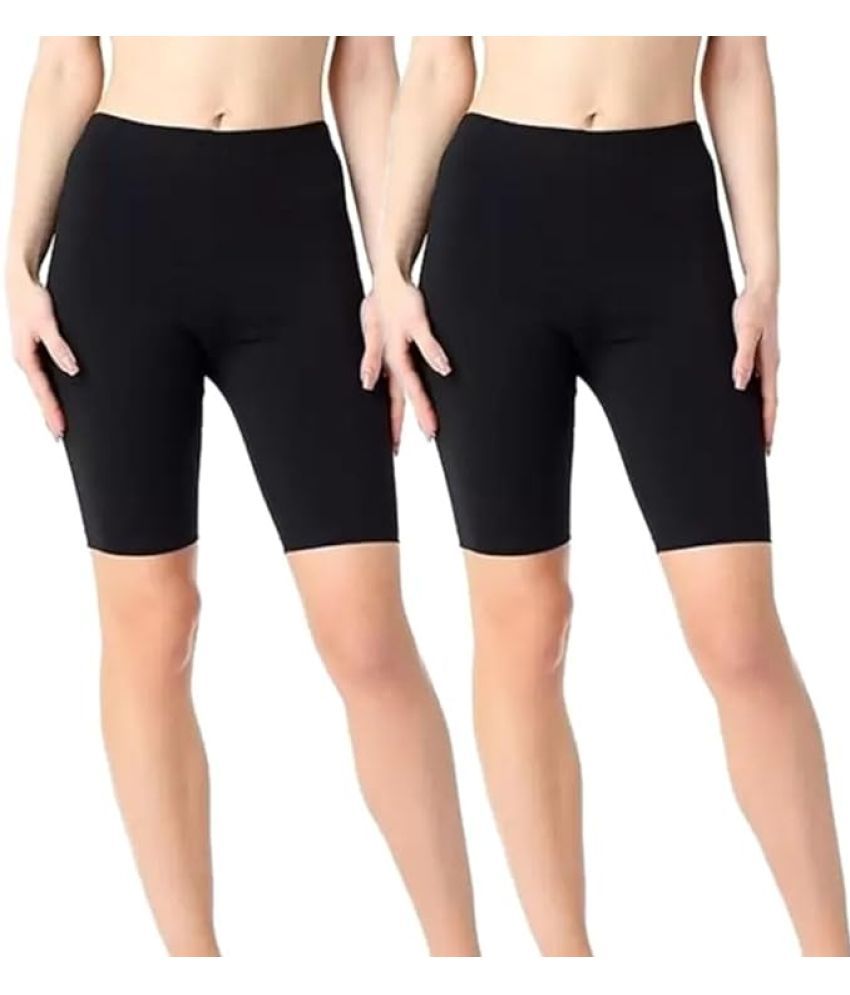     			Bebron Cotton Lycra Capris - Black Pack of 2