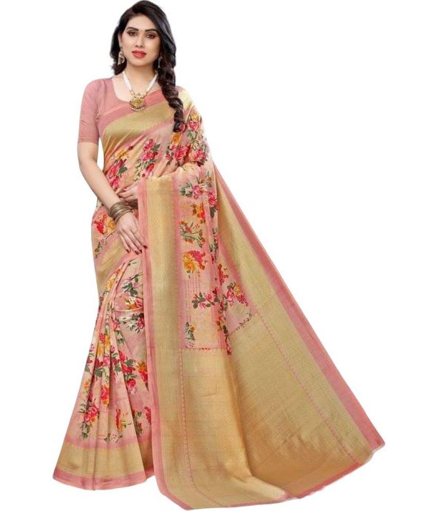     			RUNAYA NX Art Silk Printed Saree With Blouse Piece ( Pink , Pack of 1 )