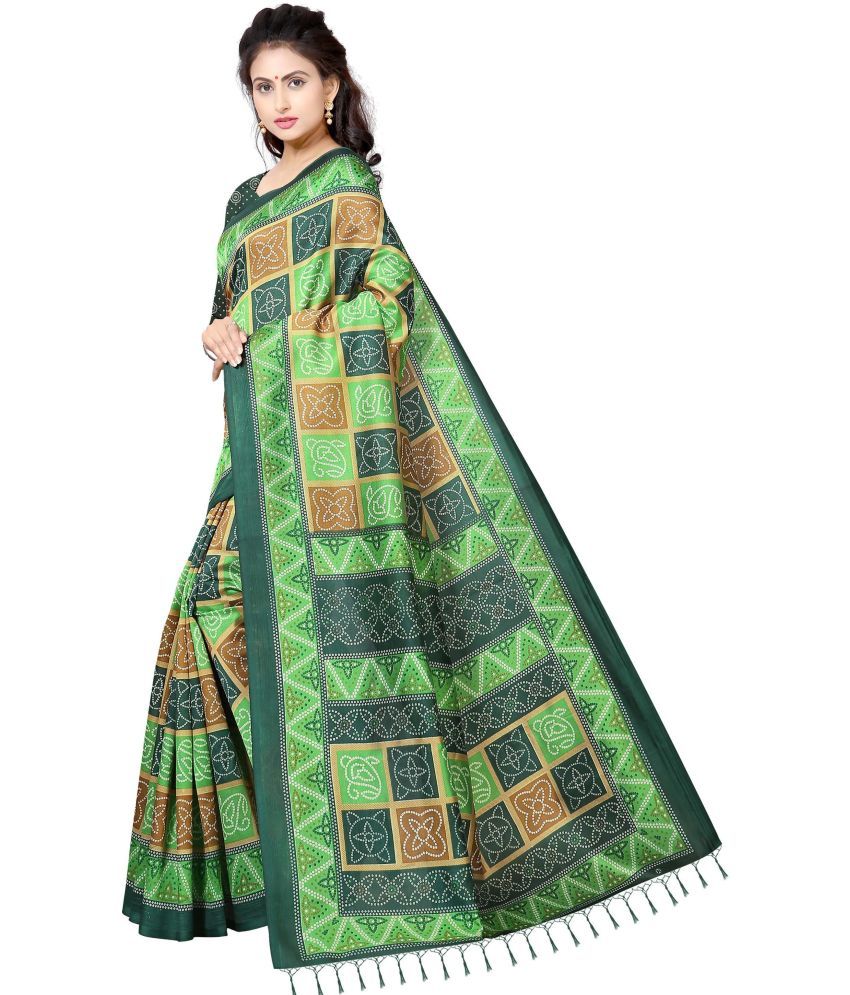     			RUNAYA NX Art Silk Printed Saree With Blouse Piece ( Green , Pack of 1 )