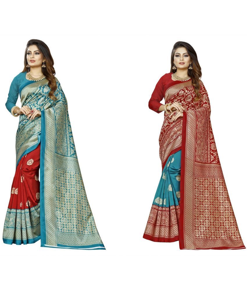     			RUNAYA NX Art Silk Printed Saree With Blouse Piece ( Multicolor , Pack of 2 )