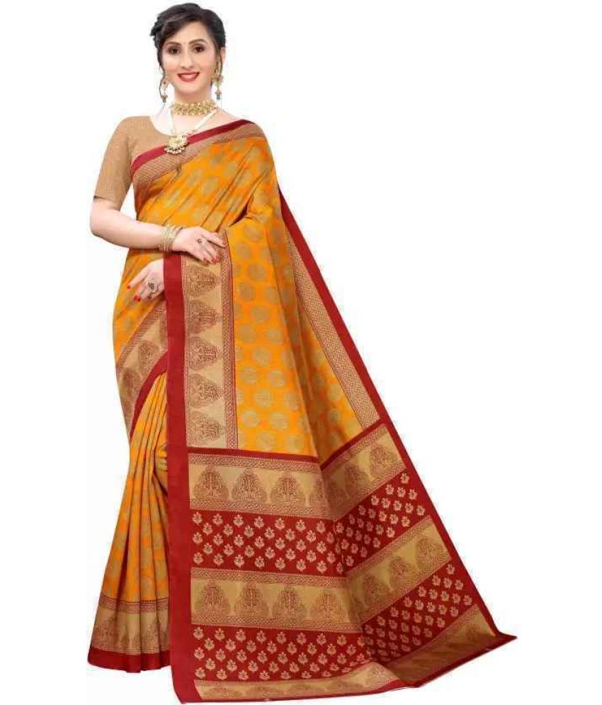     			RUNAYA NX Art Silk Printed Saree With Blouse Piece ( Mustard , Pack of 1 )