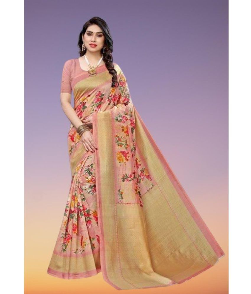     			RUNAYA NX Art Silk Printed Saree With Blouse Piece ( Pink , Pack of 1 )