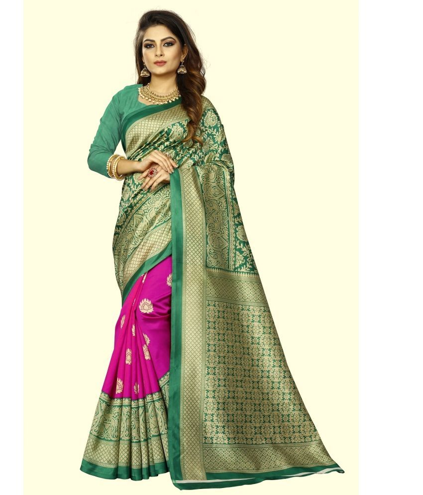     			RUNAYA NX Art Silk Printed Saree With Blouse Piece ( Green , Pack of 1 )