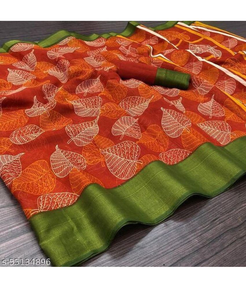     			RUNAYA NX Cotton Blend Printed Saree With Blouse Piece ( Multicolor , Pack of 1 )