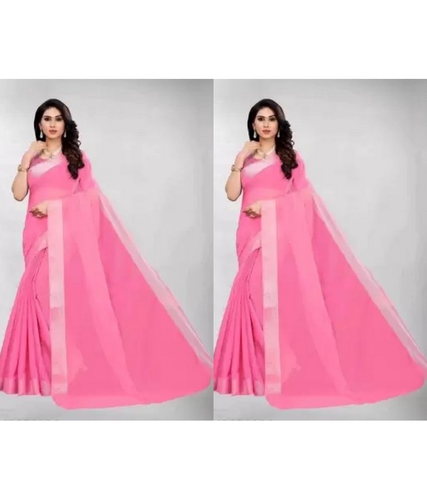     			RUNAYA NX Cotton Blend Printed Saree With Blouse Piece ( Pink , Pack of 1 )