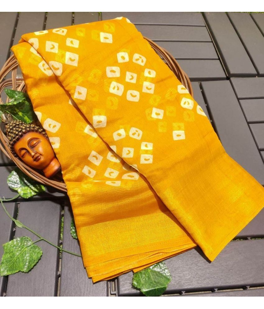     			RUNAYA NX Cotton Blend Printed Saree With Blouse Piece ( Yellow , Pack of 1 )