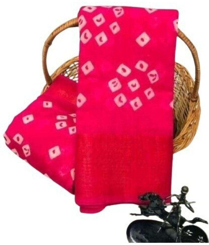     			RUNAYA NX Cotton Silk Printed Saree With Blouse Piece ( Pink , Pack of 1 )