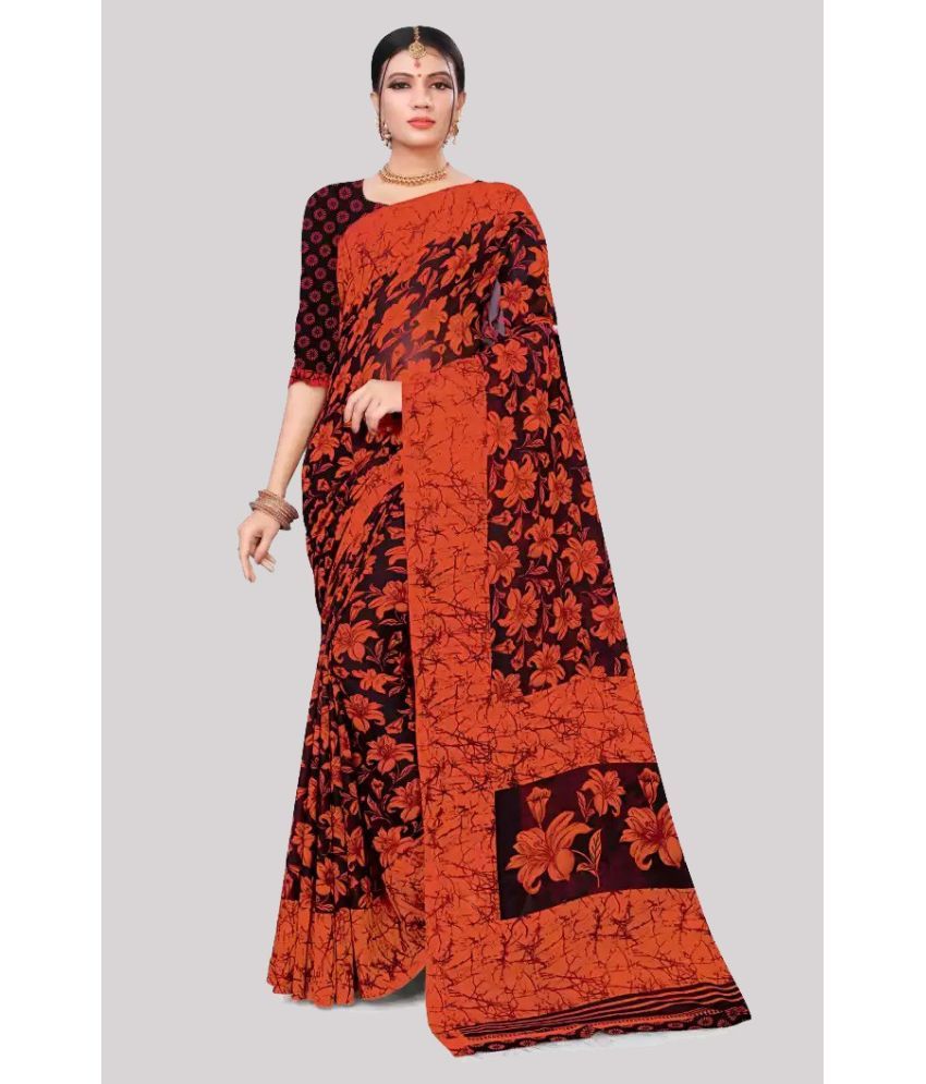     			RUNAYA NX Georgette Printed Saree With Blouse Piece ( Red , Pack of 1 )