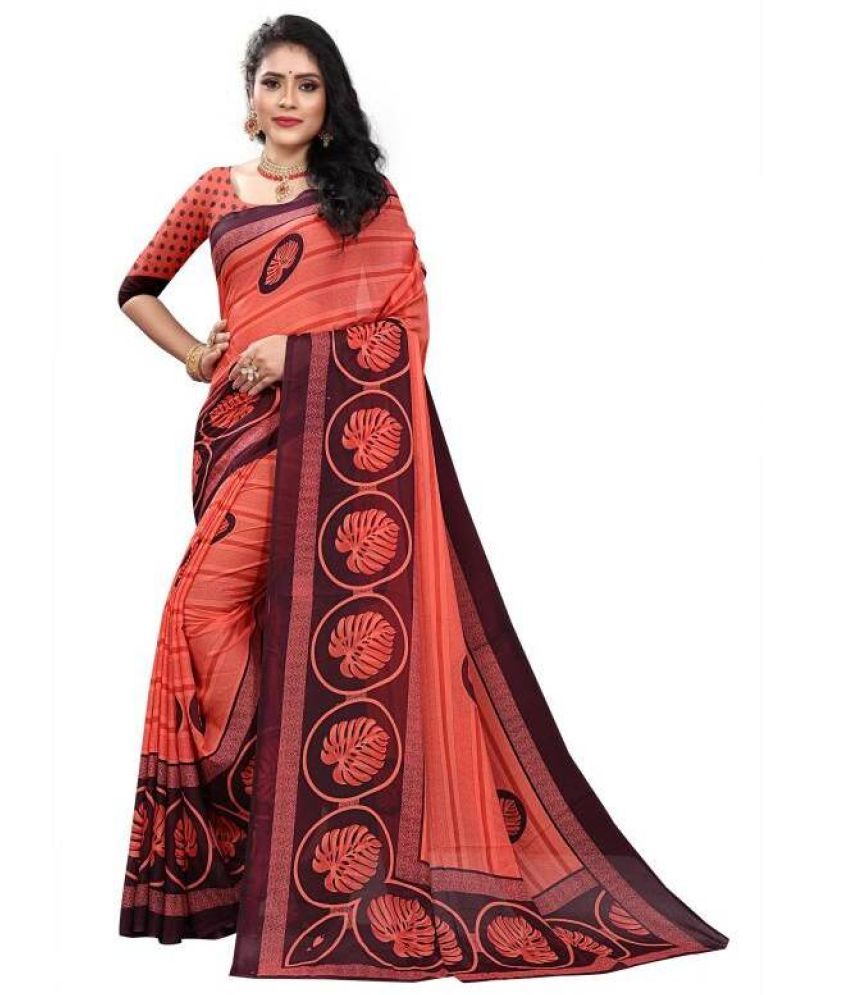     			RUNAYA NX Georgette Printed Saree With Blouse Piece ( Multicolor , Pack of 1 )