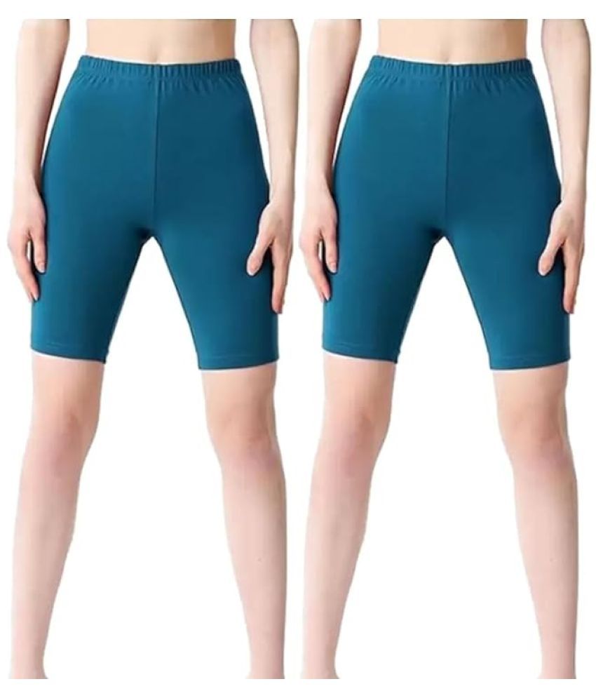     			Bebron Cotton Lycra Capris - Blue Pack of 2