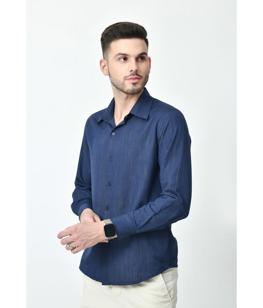     			OTIRA Cotton Blend Regular Fit Self Design Full Sleeves Men's Casual Shirt - Blue ( Pack of 1 )