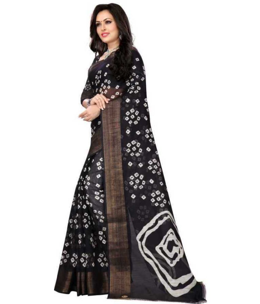     			RUNAYA NX Art Silk Printed Saree With Blouse Piece ( Black , Pack of 1 )