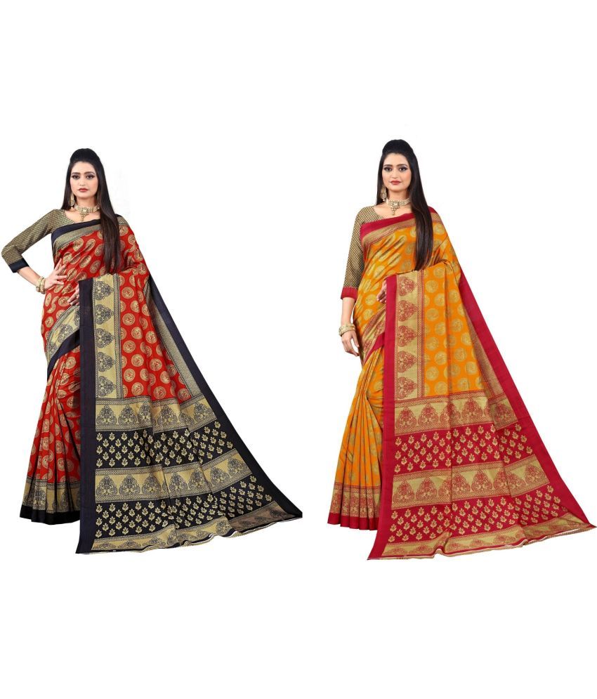     			RUNAYA NX Art Silk Printed Saree With Blouse Piece ( Multicolor , Pack of 2 )