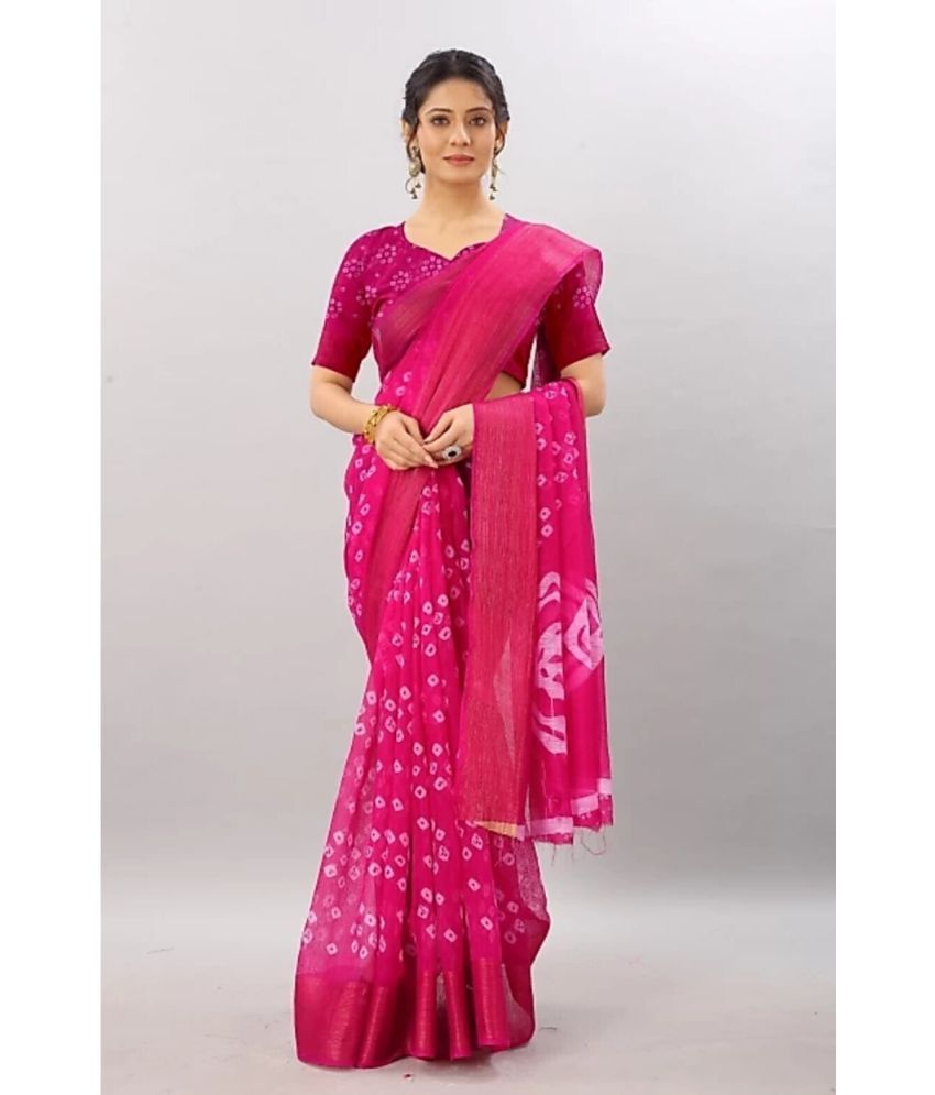     			RUNAYA NX Cotton Blend Printed Saree With Blouse Piece ( Pink , Pack of 1 )