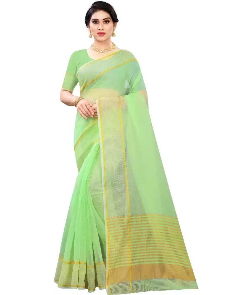     			RUNAYA NX Cotton Blend Printed Saree With Blouse Piece ( Light Green , Pack of 1 )