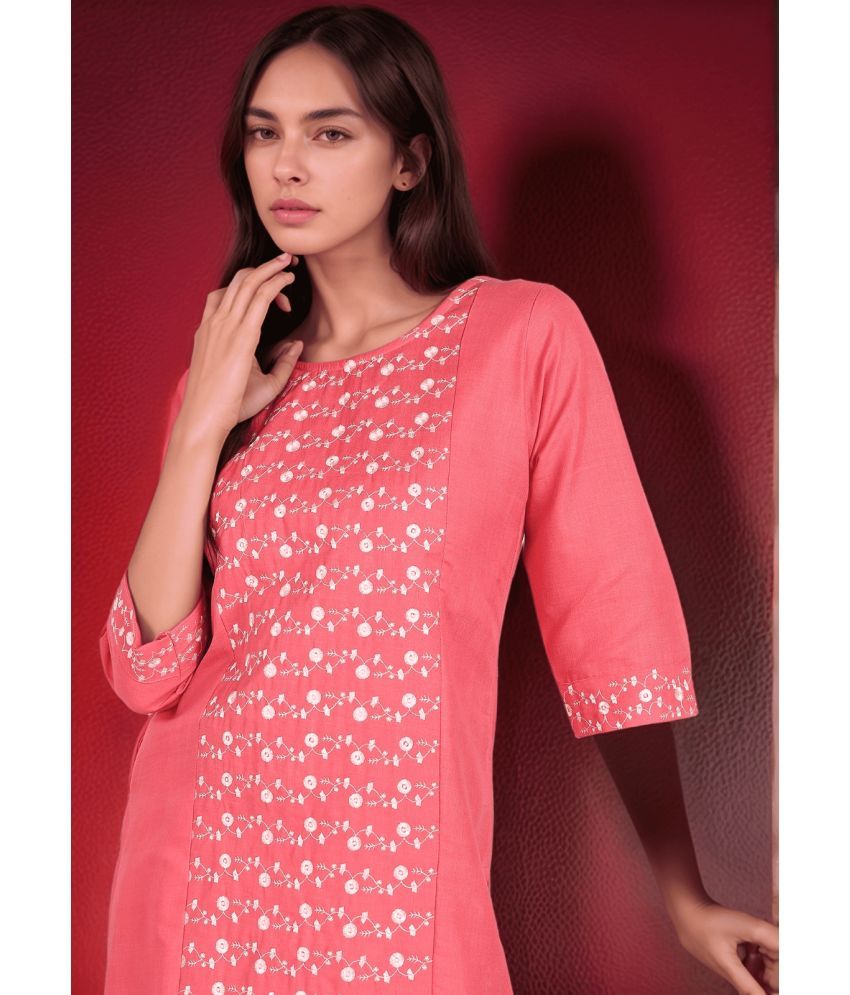     			Star Fashion Pack of 1 Cotton Embroidered A-line Women's Kurti - ( Multicolor )