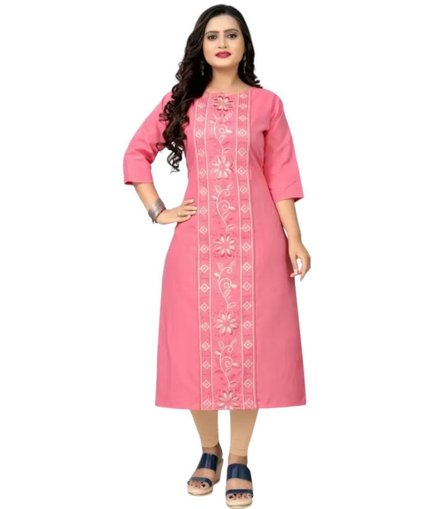     			Star Fashion Pack of 1 Cotton Embroidered A-line Women's Kurti - ( Multicolor )