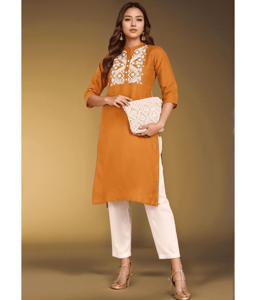     			Star Fashion Pack of 1 Cotton Embroidered A-line Women's Kurti - ( Multicolor )