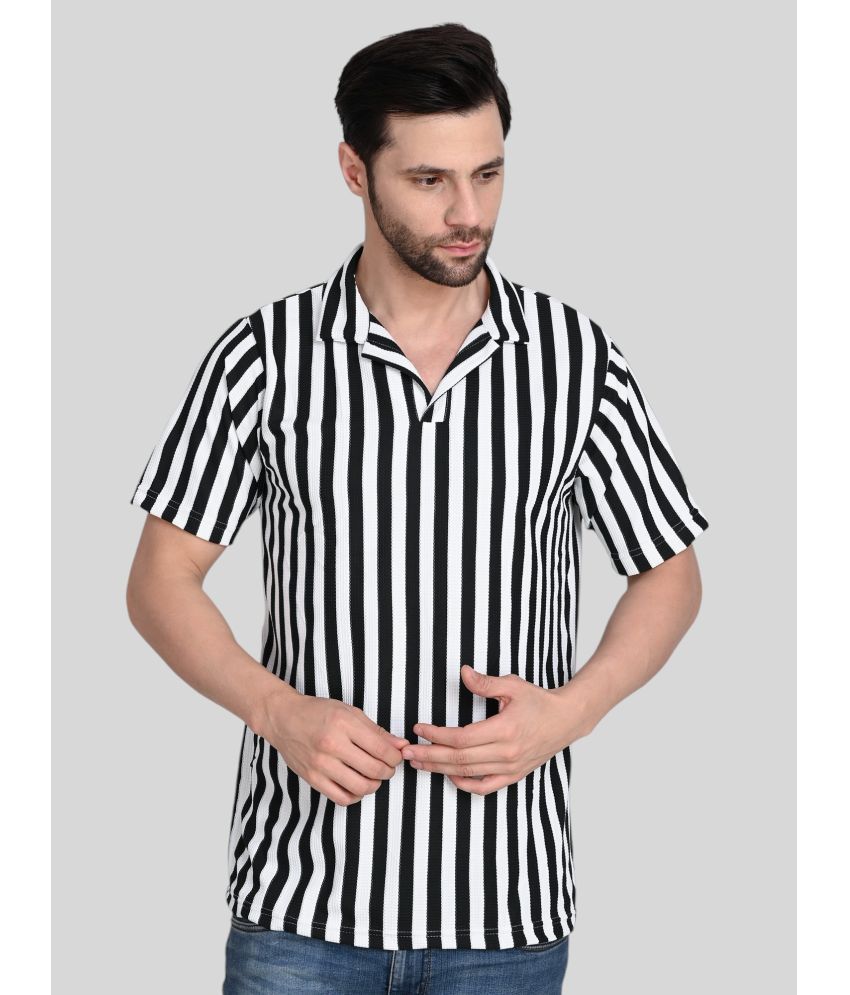     			Traquila Polyester Regular Fit Striped Half Sleeves Men's Casual Shirt - Black ( Pack of 1 )