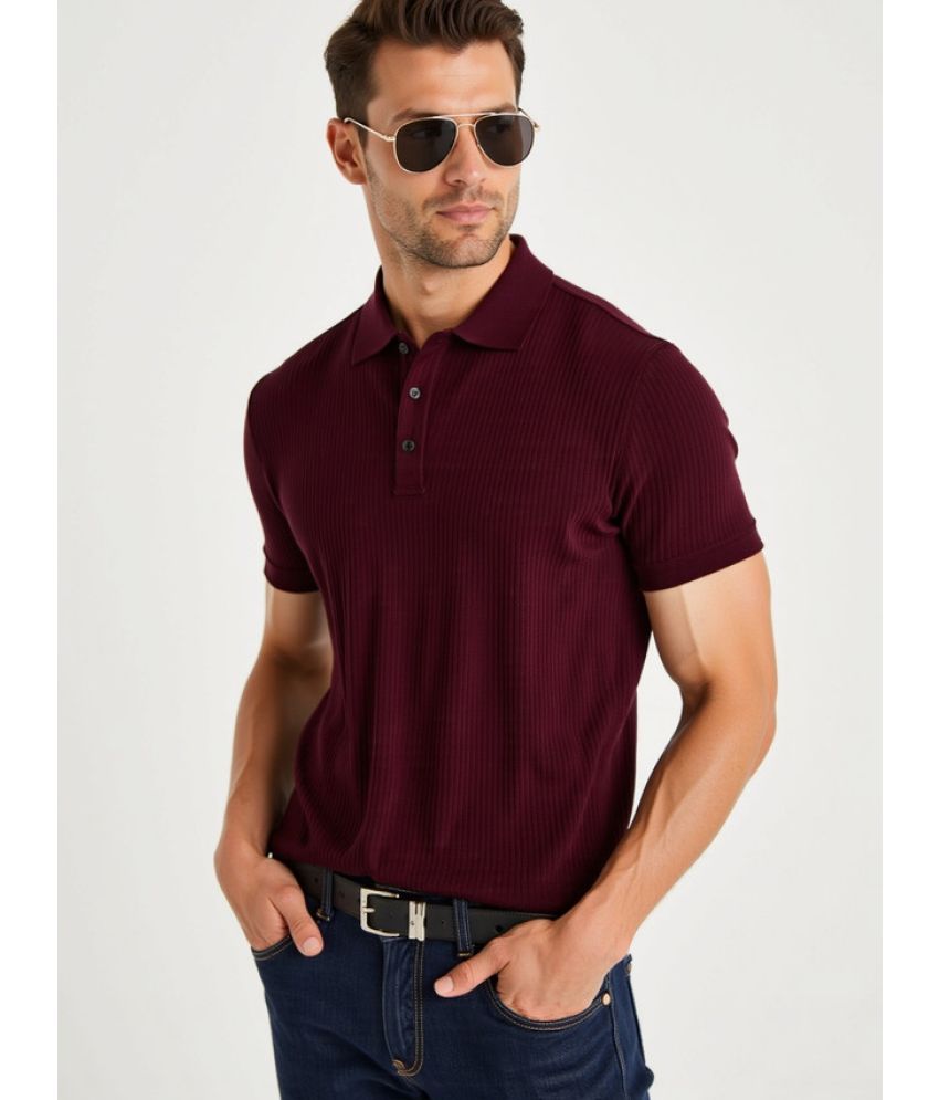     			fashion and youth Pack of 1 Cotton Blend Regular Fit Solid Half Sleeves Men's Polo T Shirt ( Maroon )