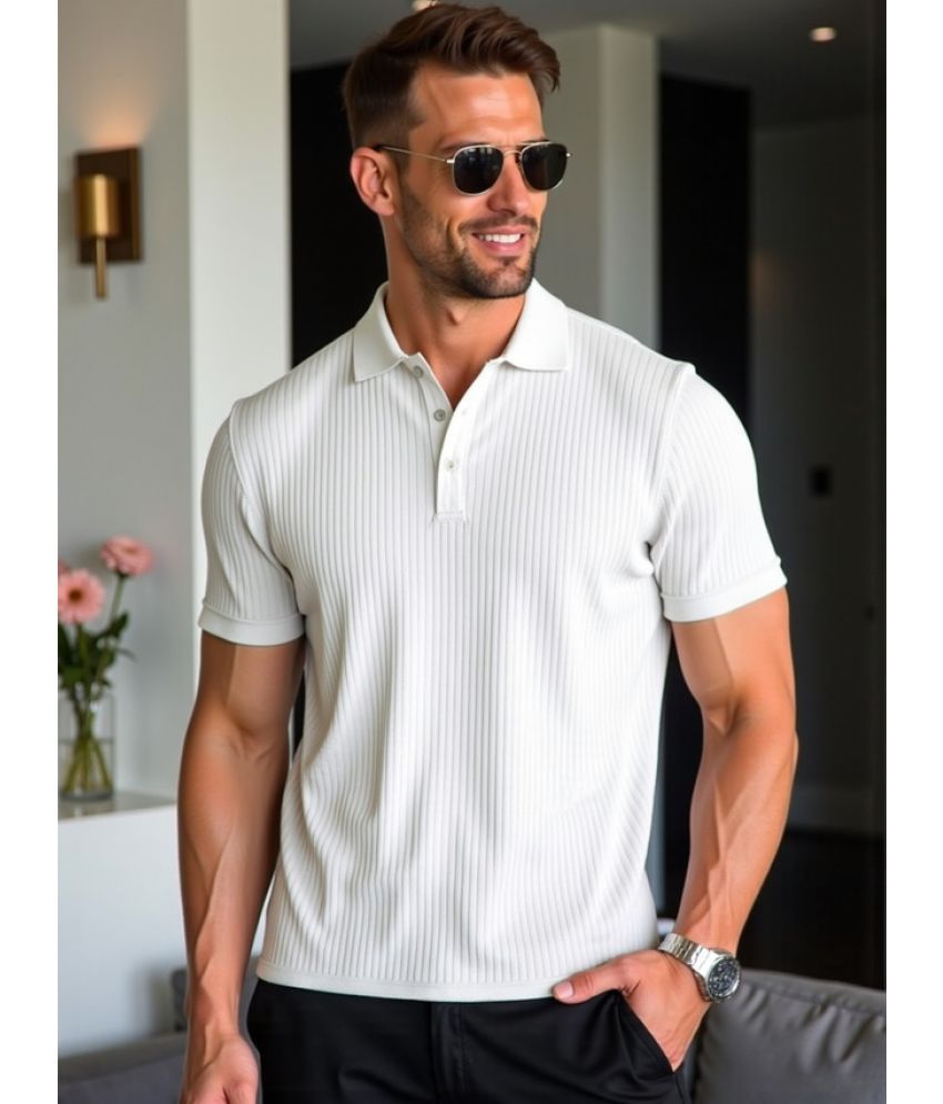     			fashion and youth Pack of 1 Cotton Blend Regular Fit Solid Half Sleeves Men's Polo T Shirt ( White )