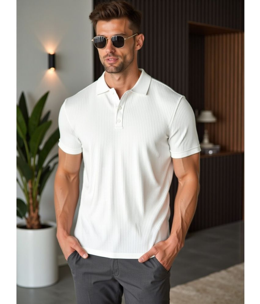     			fashion and youth Pack of 1 Cotton Blend Regular Fit Solid Half Sleeves Men's Polo T Shirt ( White )