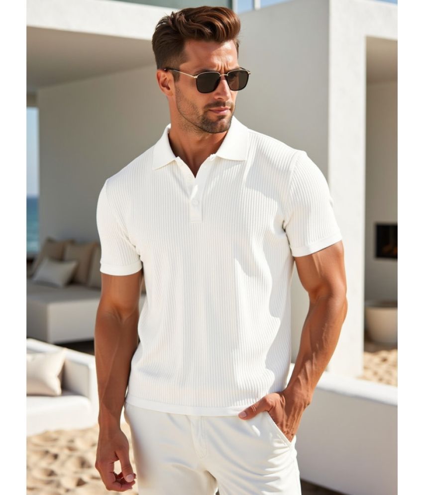     			fashion and youth Pack of 1 Cotton Blend Regular Fit Solid Half Sleeves Men's Polo T Shirt ( White )