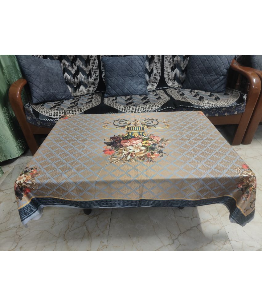     			mopak decor Embroidered Cotton 4 Seater Square Table Cover ( 147 x 97 ) cm Pack of 1 Brown