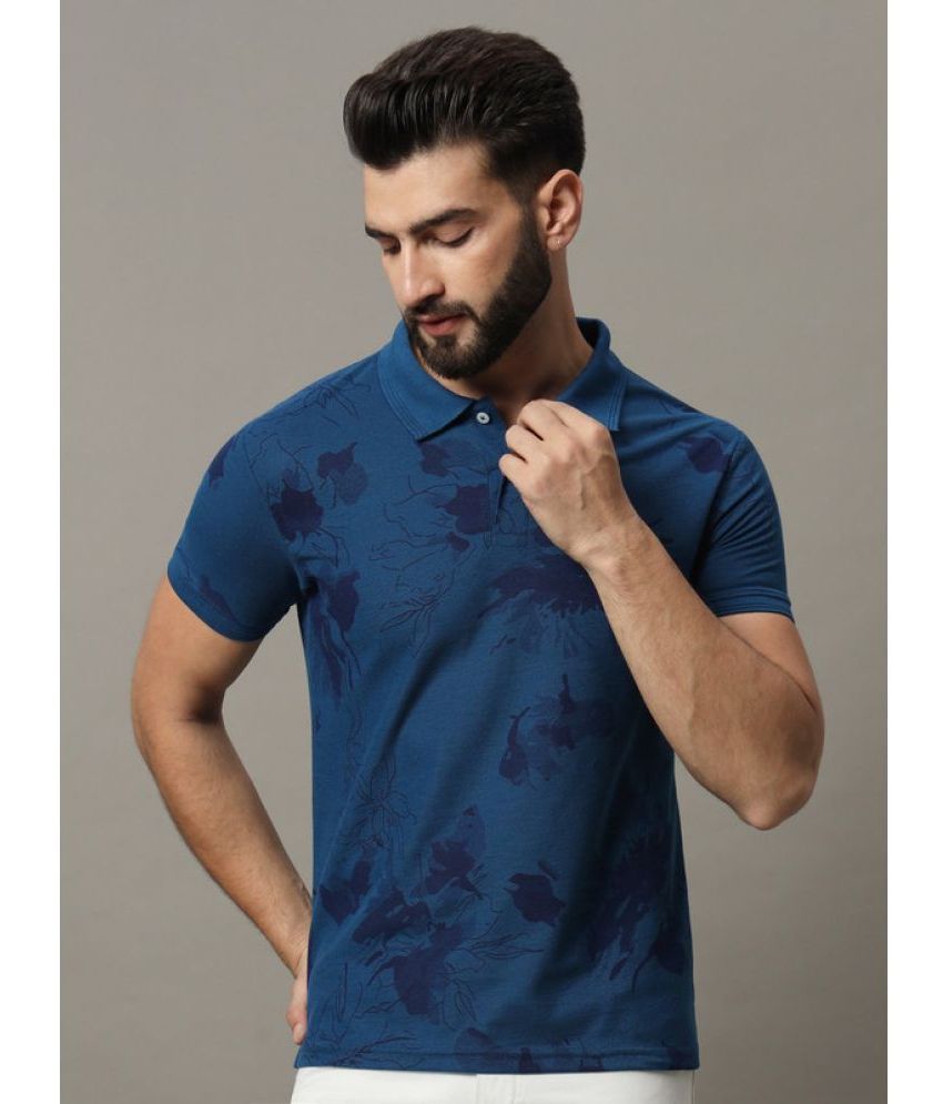     			ADORATE Pack of 1 Cotton Blend Regular Fit PRINTED Half Sleeves Men's Polo T Shirt ( Navy )