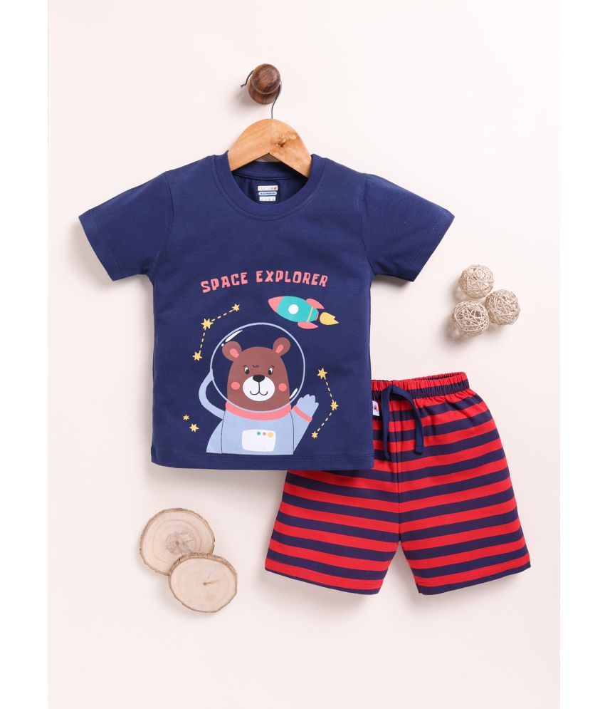     			BUMZEE Pack of 1 Baby Boys Cotton T-Shirt & Shorts ( Navy Blue )