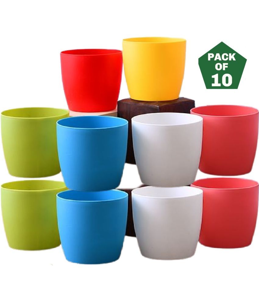     			Leafy Tales Multicolor Plastic Flower Pot ( Pack of 10 )