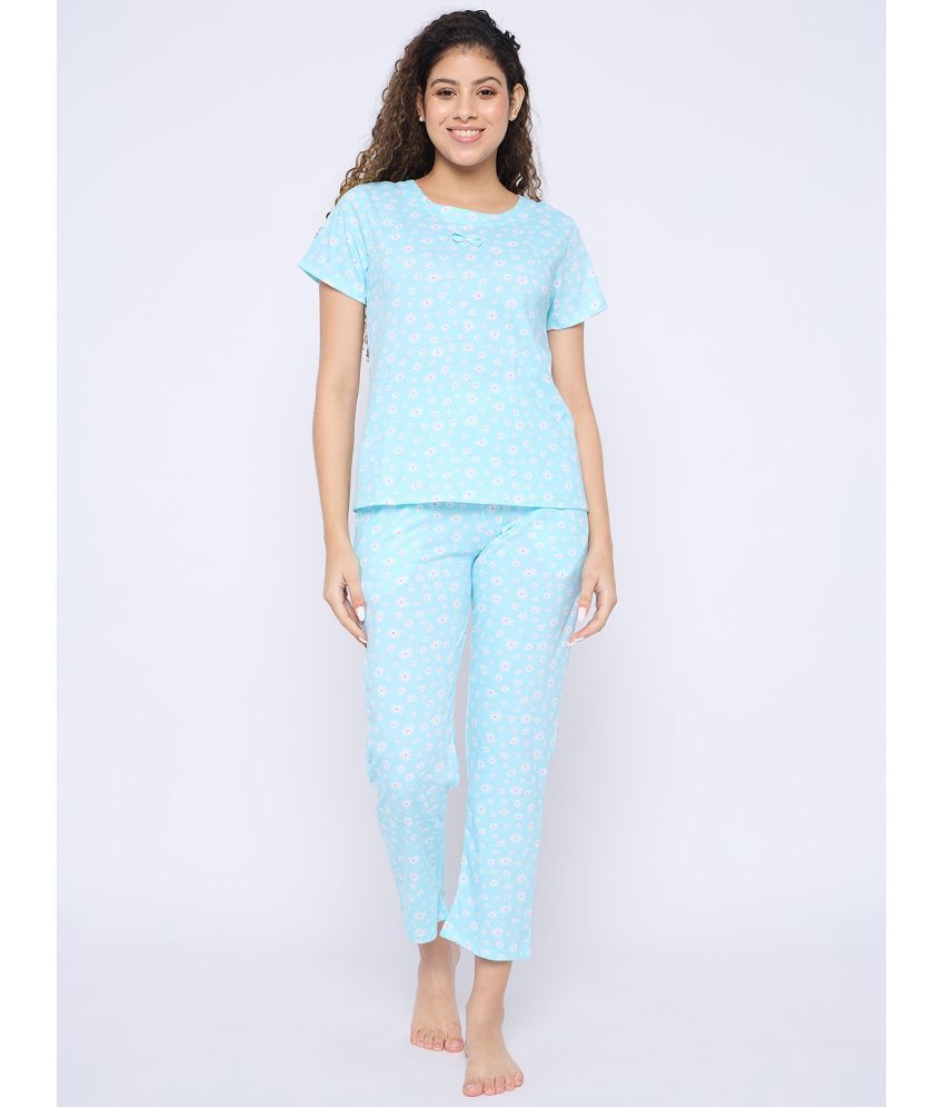     			Camey Light Blue Cotton Women's Nightwear Nightsuit Sets ( Pack of 1 )