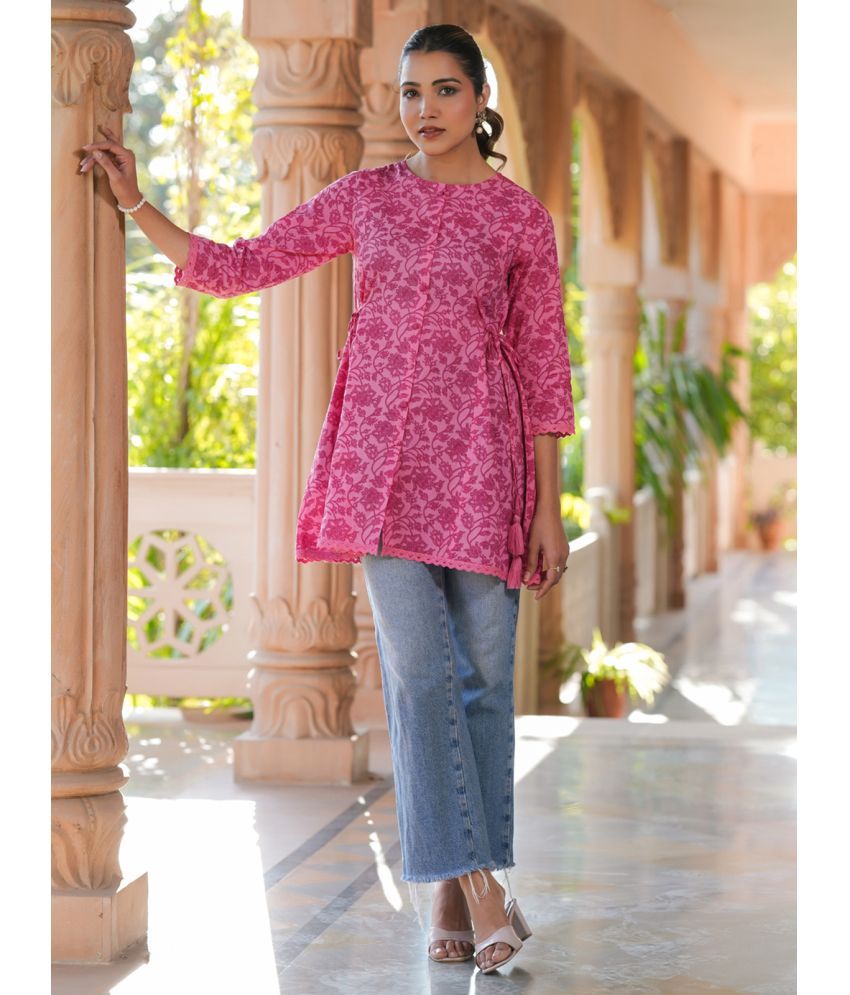     			Janasya Pink Cotton Women's Tunic ( Pack of 1 )