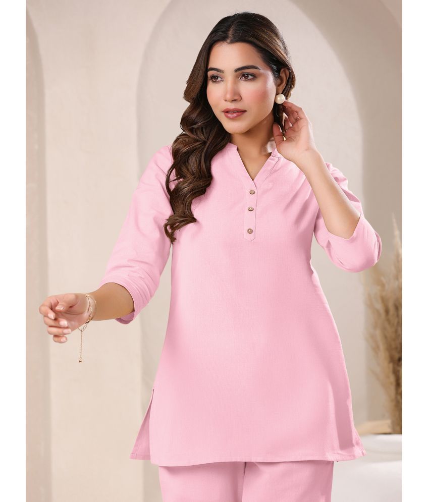     			Janasya Pink Cotton Women's A-Line Top ( Pack of 1 )