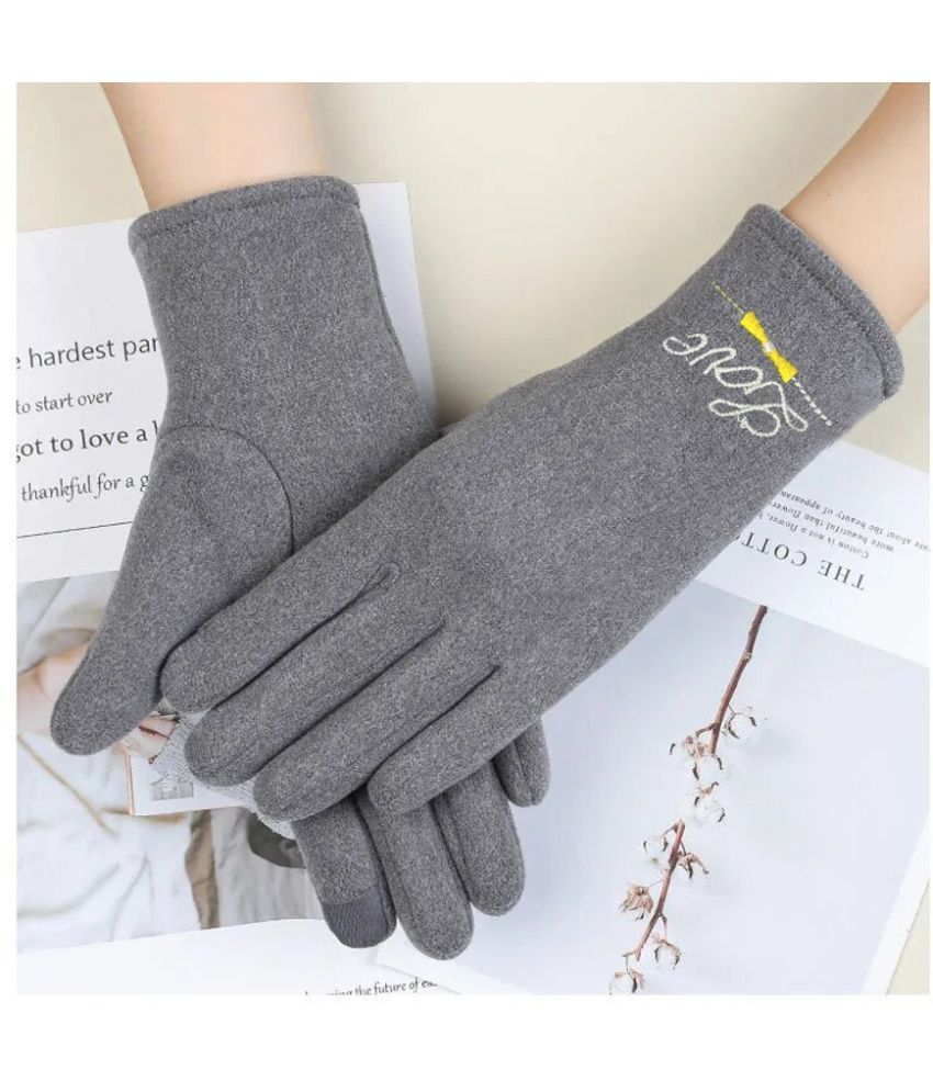     			Alamos Gray Polyester Men's Woollen Gloves ( Pack of 1 )