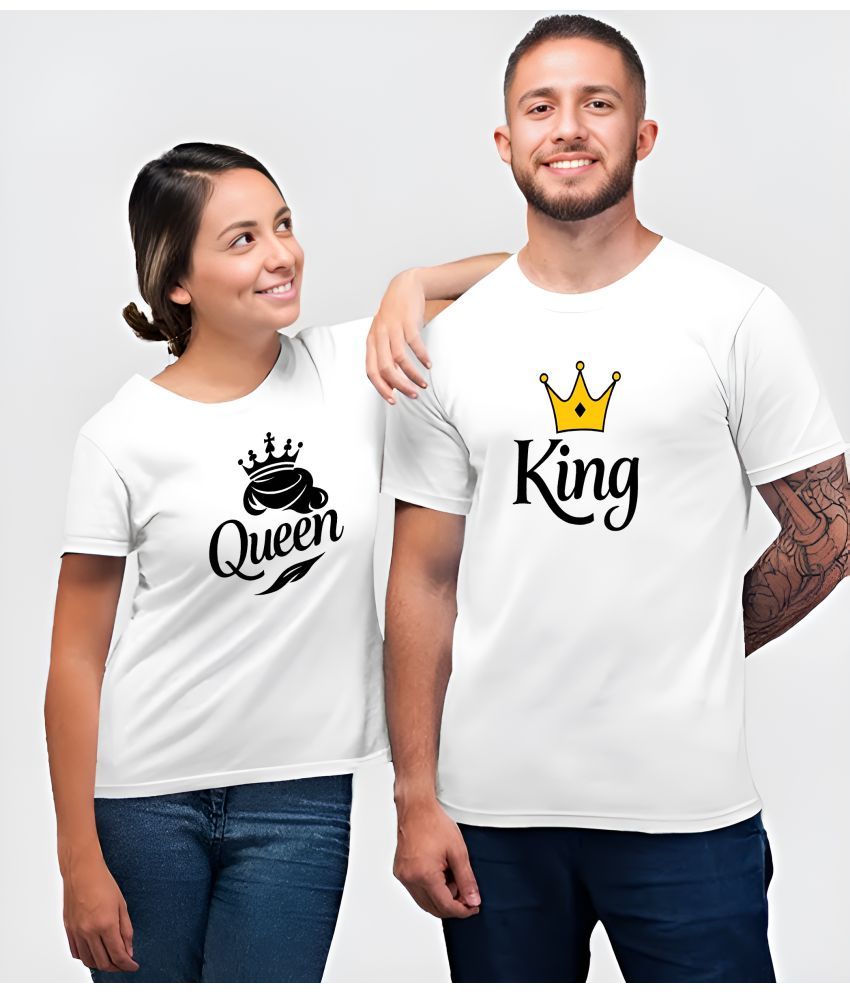     			BINAYAK White Cotton Regular Fit Couple T-Shirt