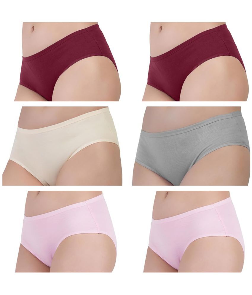     			Bebron Pack of 6 Cotton Lycra Hipster For Women ( Multicolor7 )