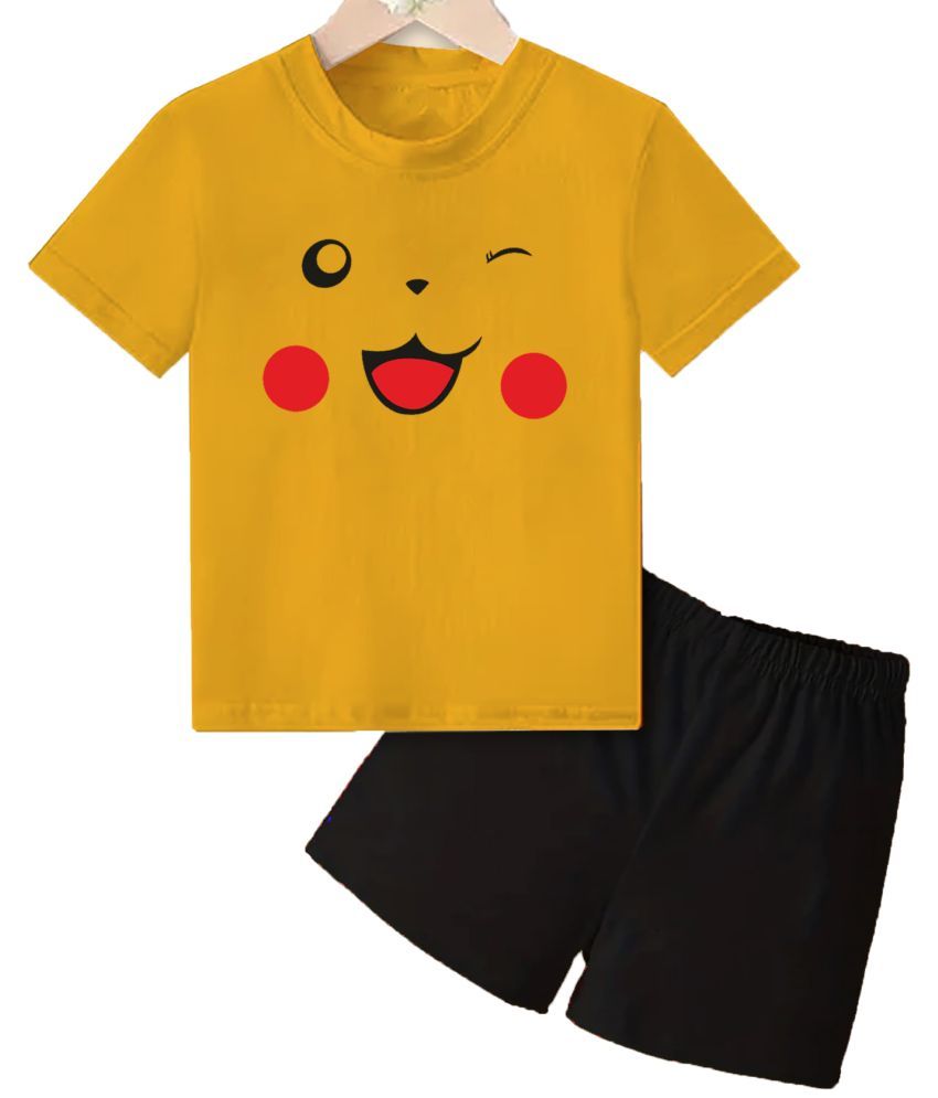     			Detees Pack of 1 Girls Cotton T-shirt & Shorts ( Mustard )