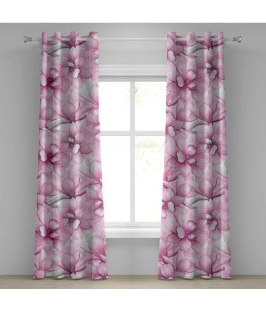     			S23 Graphic Room Darkening Eyelet Curtain 9 ft ( Pack of 1 ) - Pink